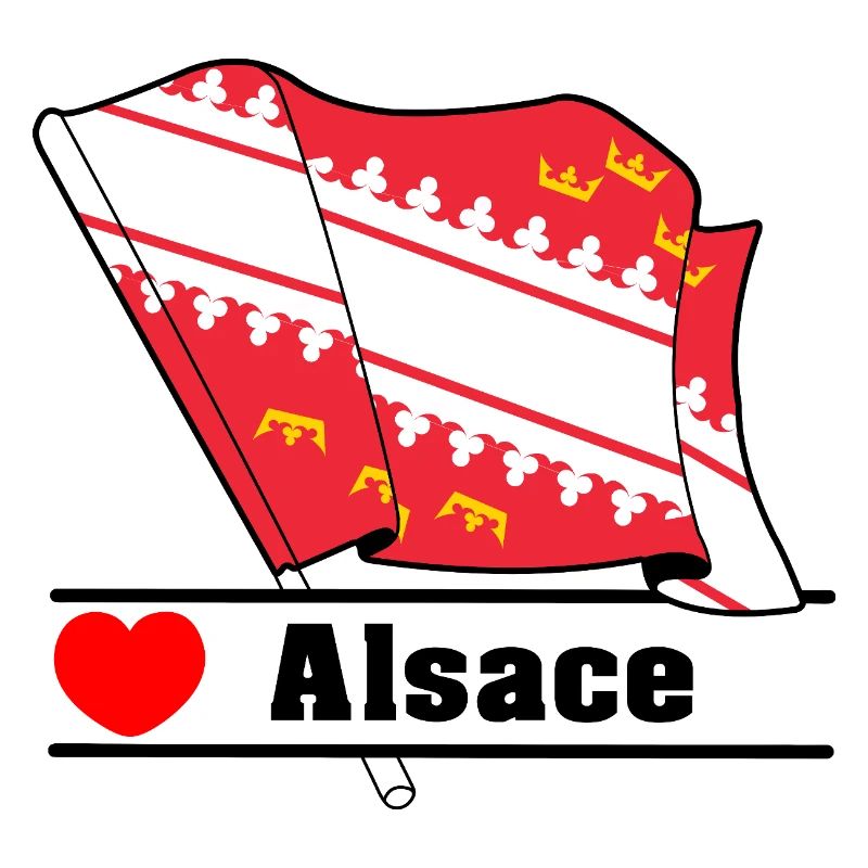 Alsace flag + heart + text "Alsace"