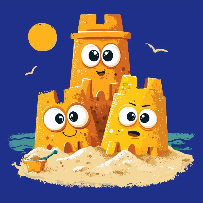 Trio des Châteaux de Plage avec Visage