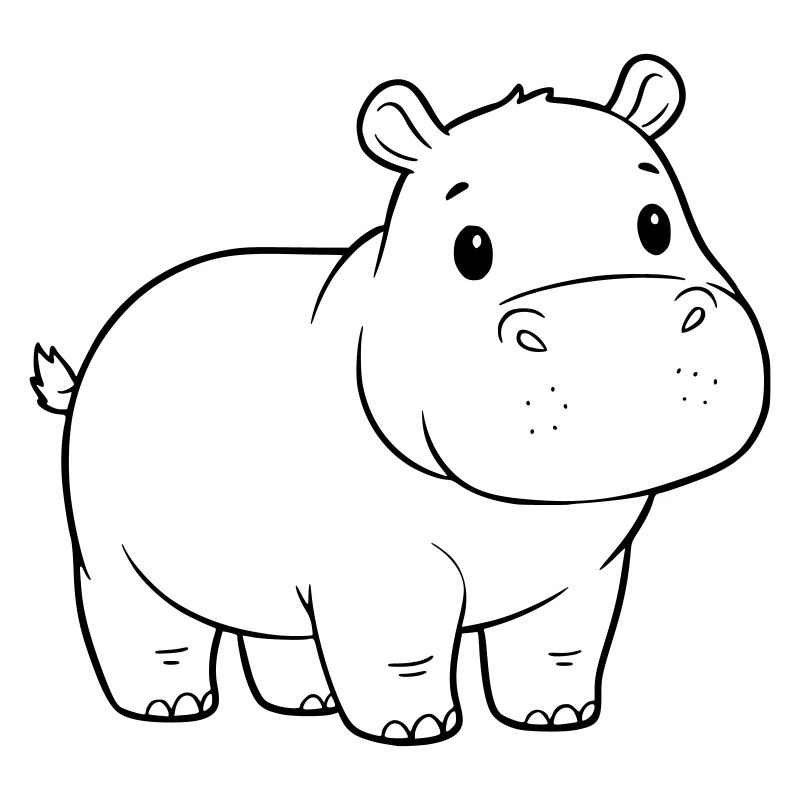 Süßes Baby Nilpferd Comic Outline