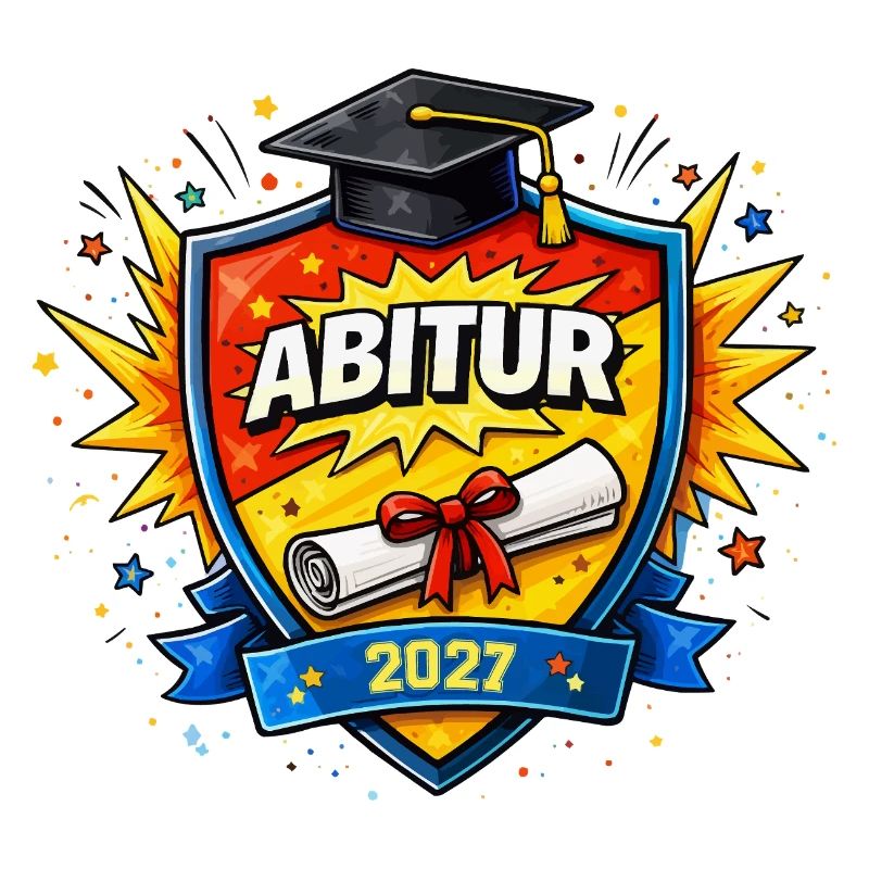 Abitur 2027 Abschluss Comic Schild