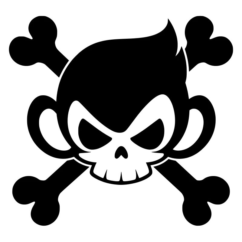 Funny skull monkey with crossed bones