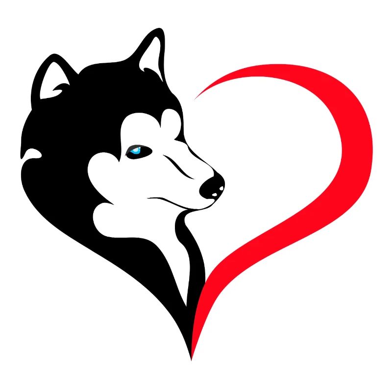 Husky avec silhouette en forme de cœur