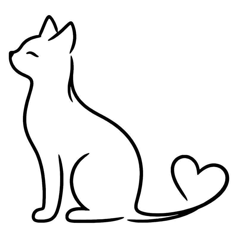 Chat élégant à queue de cœur | Ligne Minimal Love Ar