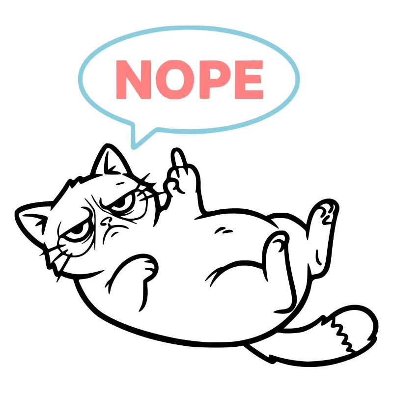 Cat Nope Speech Bubble Colored