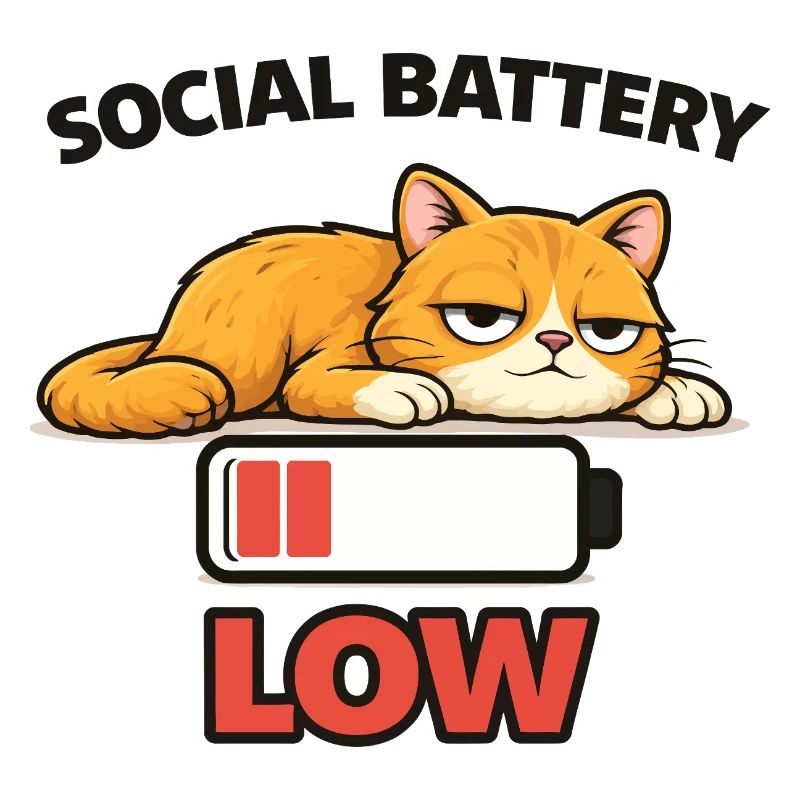 Low Battery Cat Graphic Tee