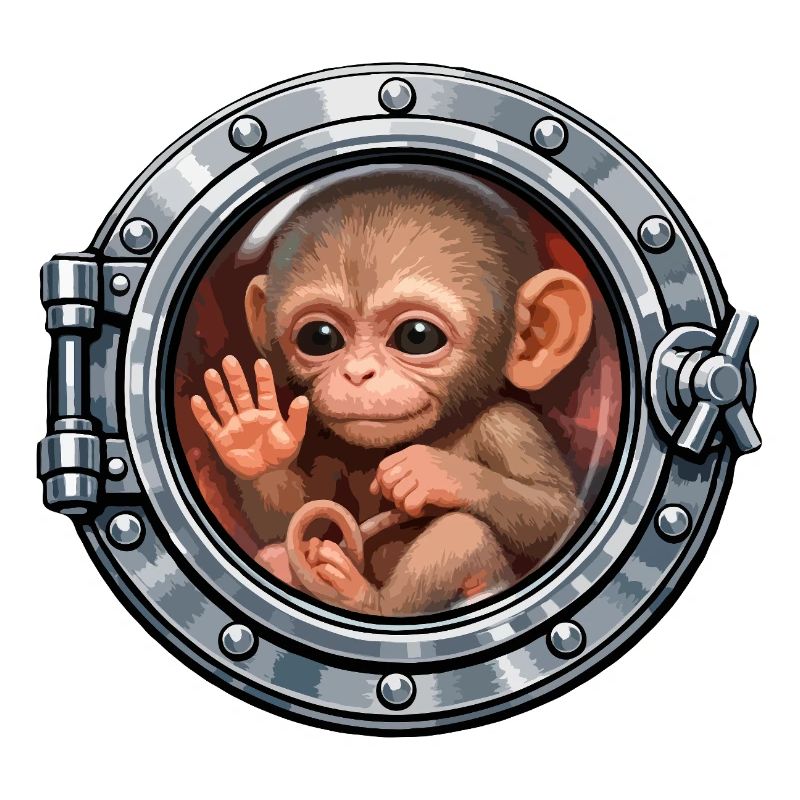 Bébé singe dans la trappe métallique