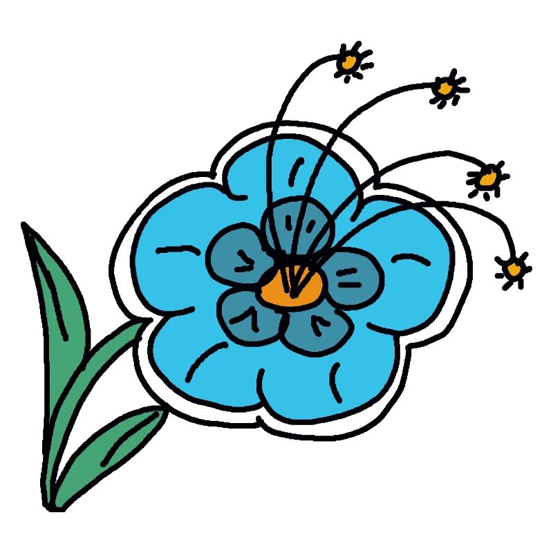 Handgezeichnete blaue Blume Kinder Kind