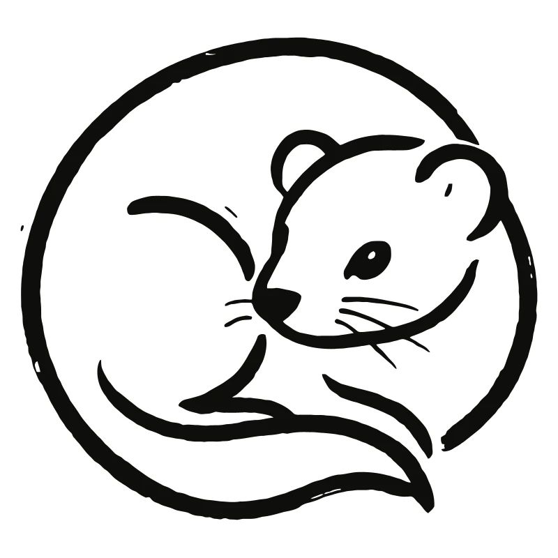Minimalist Ferret in Black Line Drawing