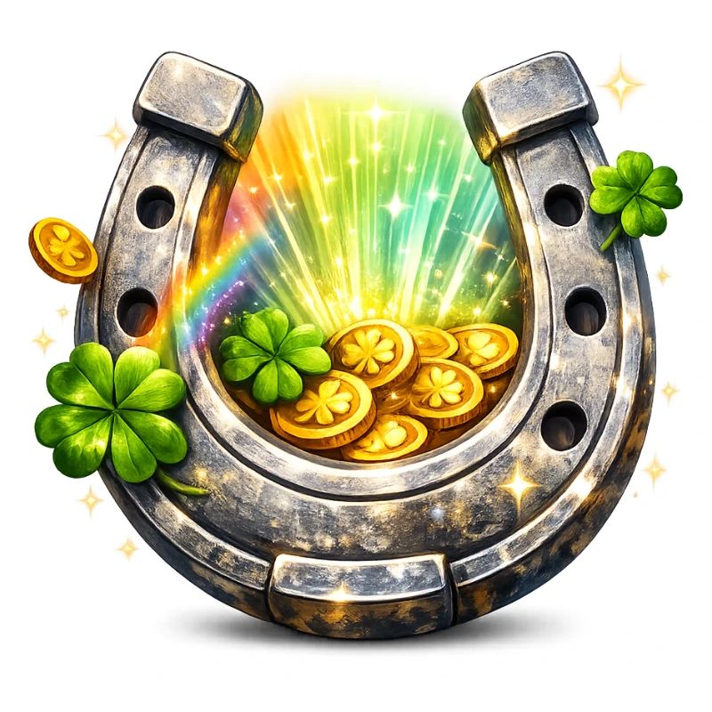 Lucky Horseshoe with Clover and Coins