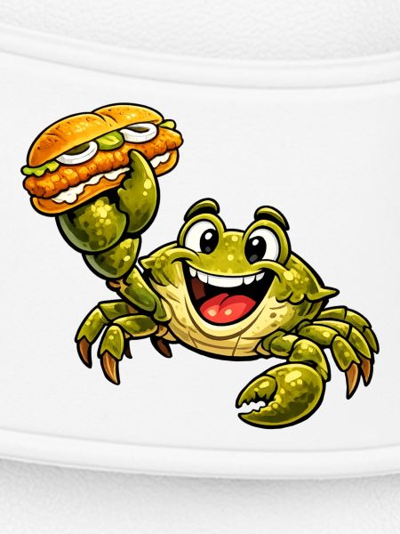Krebs hat ein Fischbrötchen