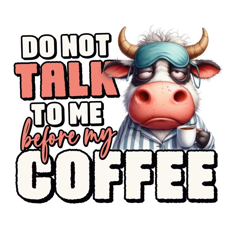 Müde Kuh mit Kaffee