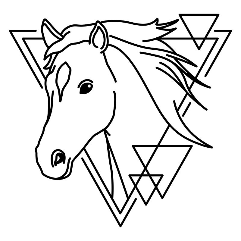 Horse in Geometric Shape - Line Art Design