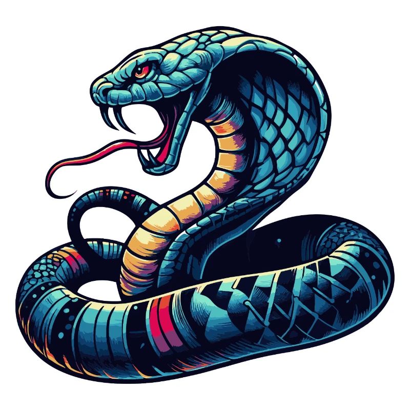 dynamic and colorful Cobra snake motif