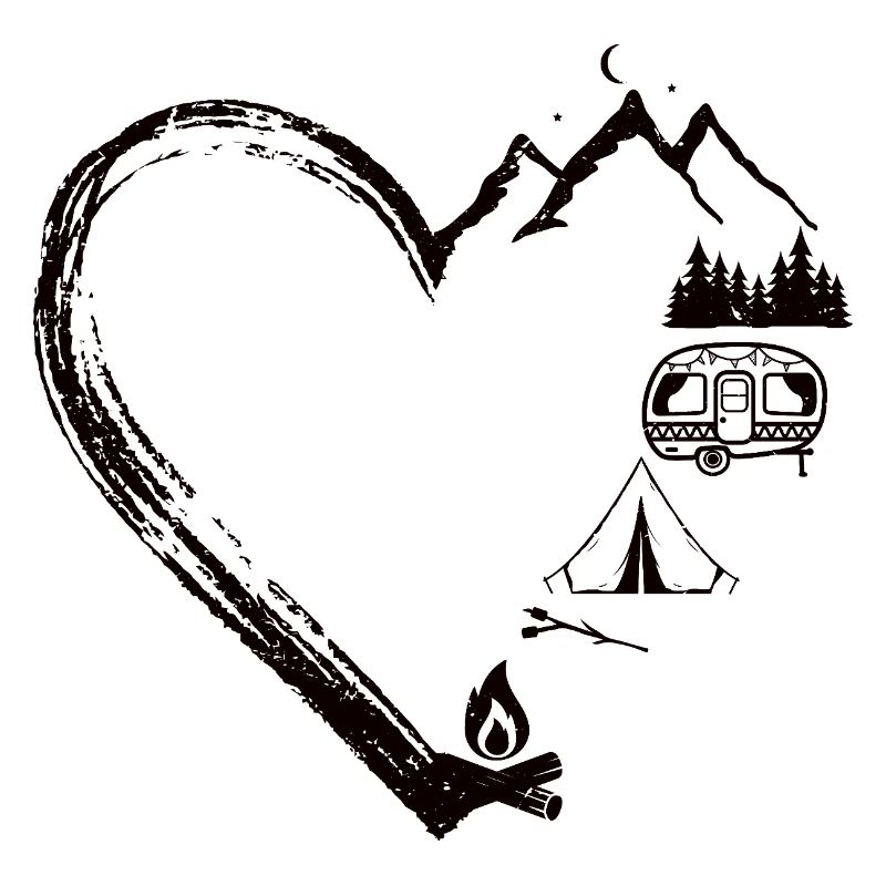 Mountain Heart Camping Patch Design