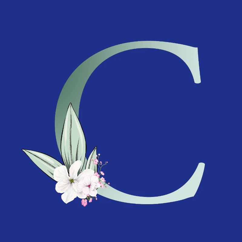 C Monogram, Floral, Customizable
