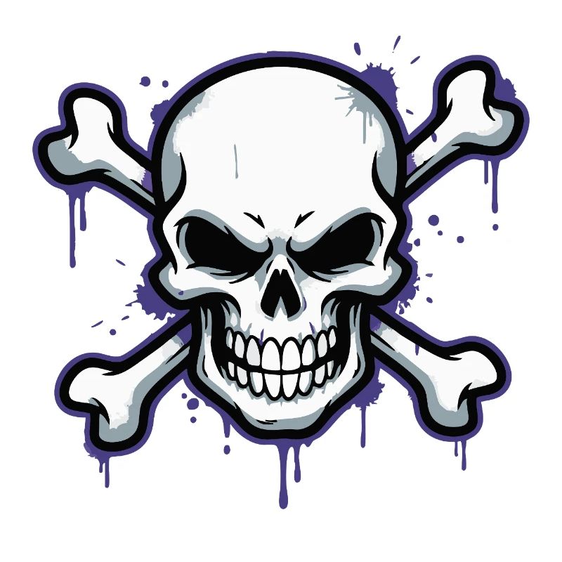 Dark skull with bone