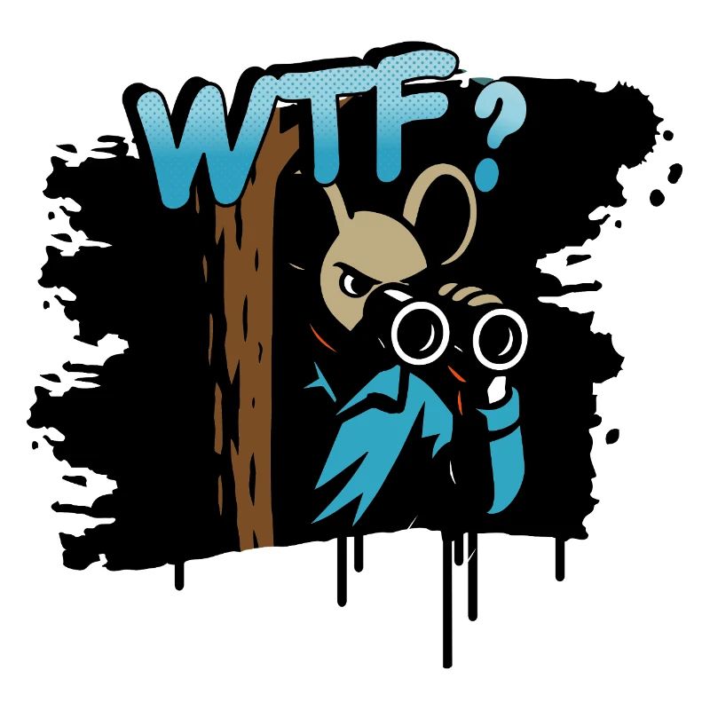 WTF Mouse with Binoculars Funny Comic Motif