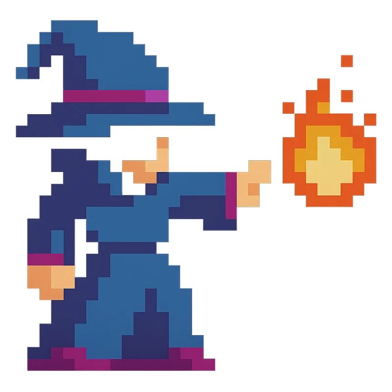 Pixel Wizard and Fire