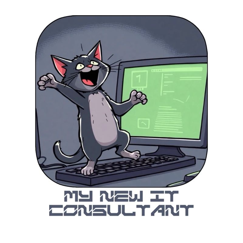 IT cat at the computer