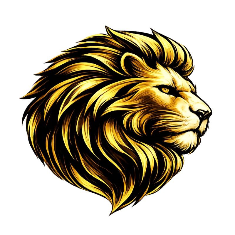 Illustration de la tête de lion dorée