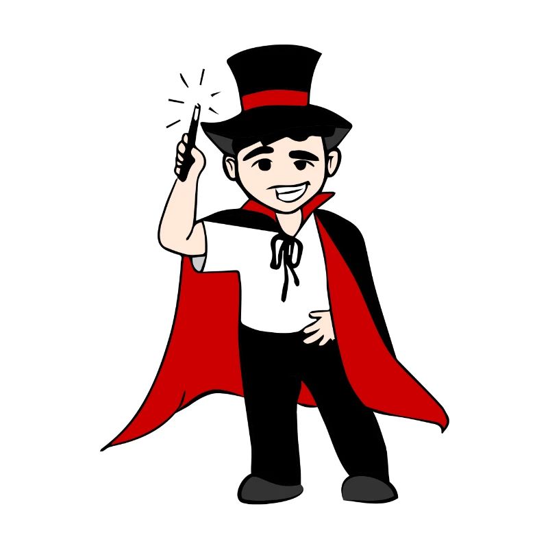 funny wizard with magic wand