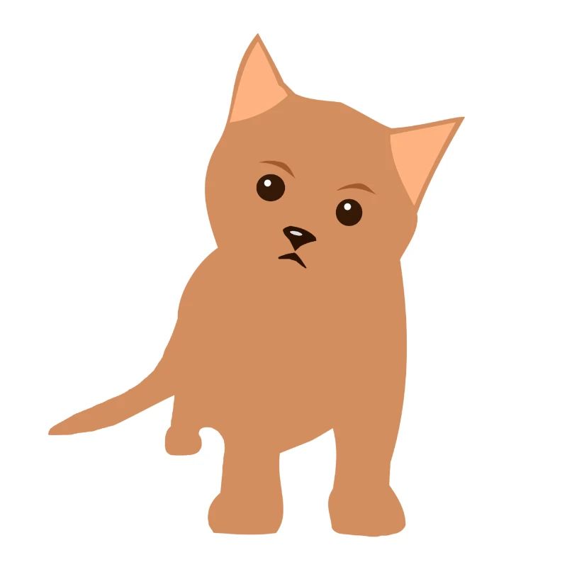 Brown Kitten Flat Design