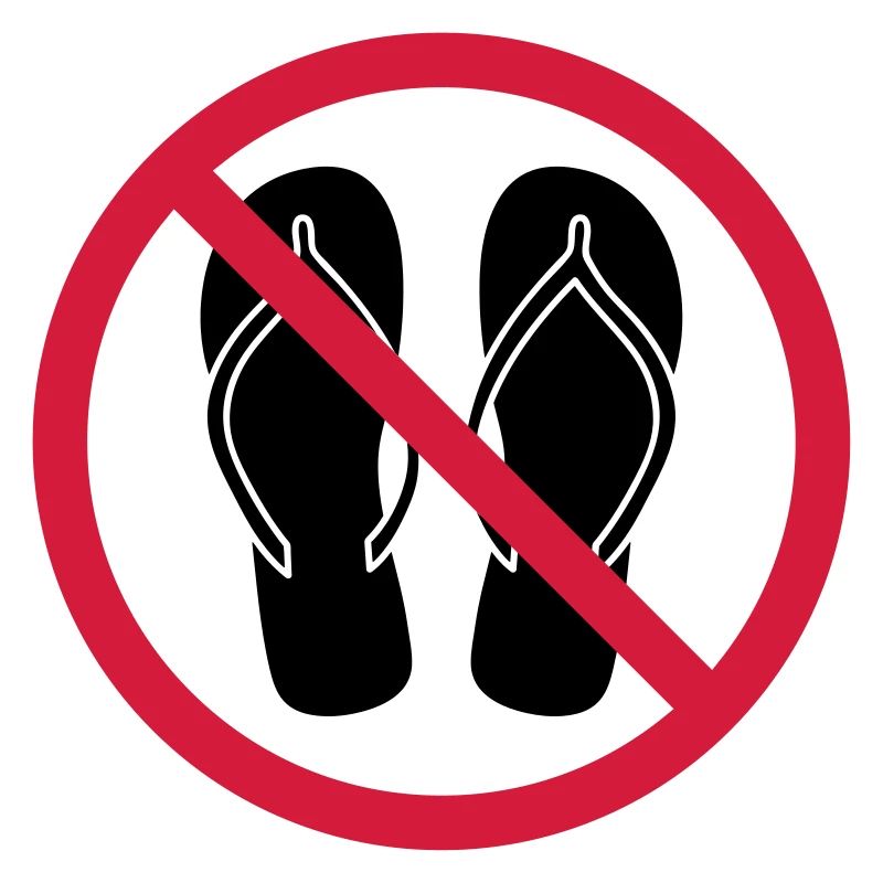 no flip flops prohibited shield zone area clipa