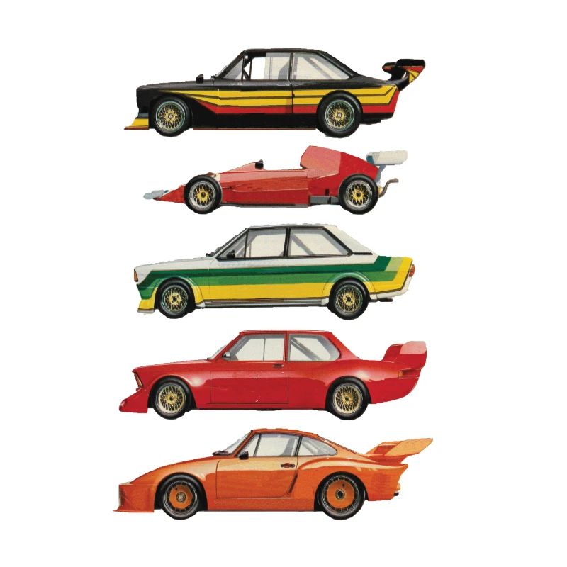 Collage rétro de voitures de course