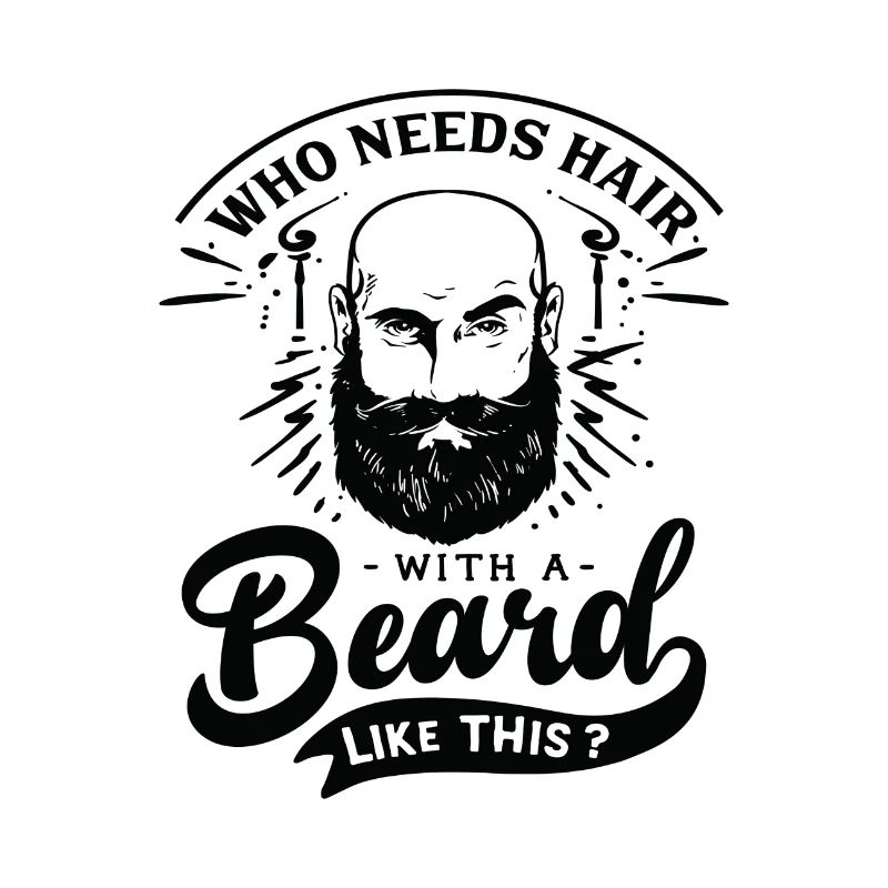 Funny Beard Hipster Men Lettering Typography