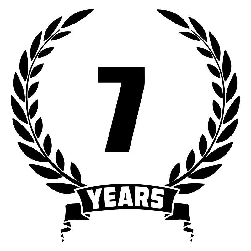 Couronne de laurier 7 ans avec numéro et année de bannière