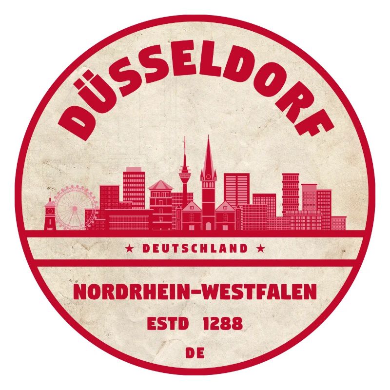 Dusseldorf Skyline Retro Stamp
