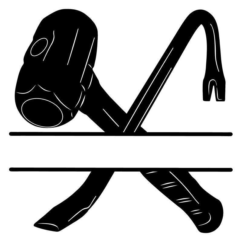 Hammer crowbar crossed and monogram