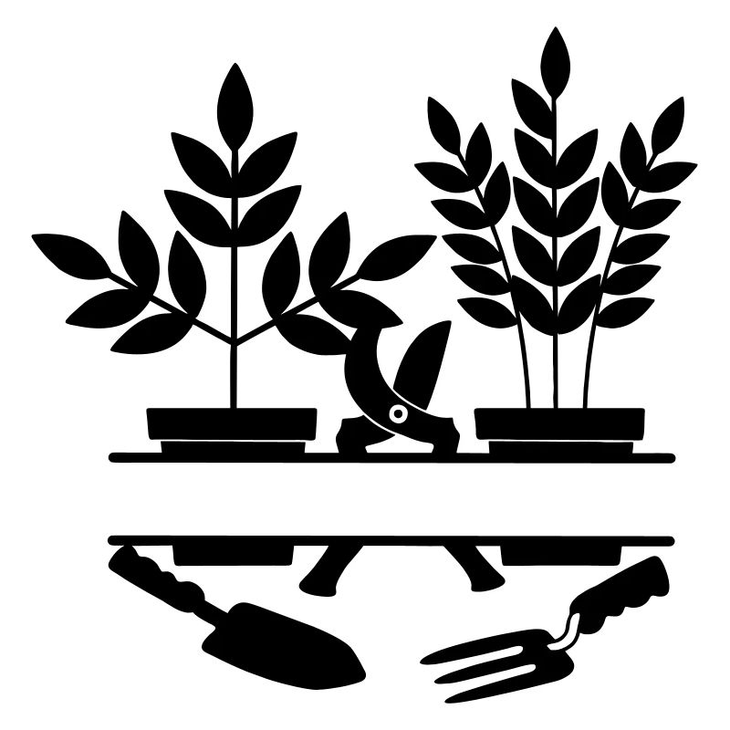 Garden gardener tools two plants