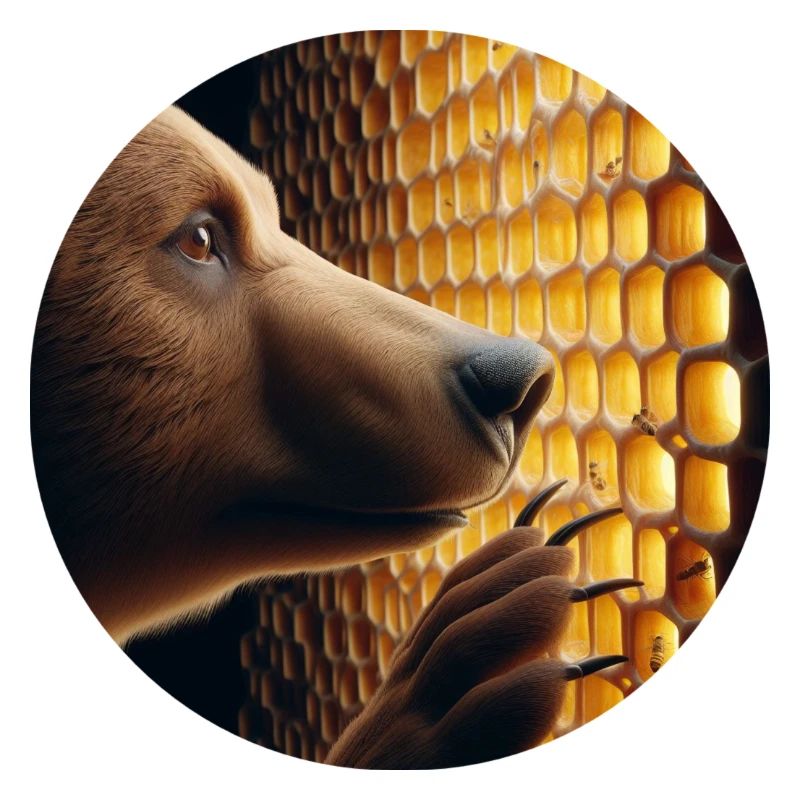 Brown bear looking through a honeycomb