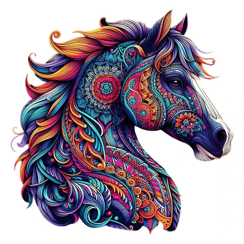 Cheval décoré de Mandalas