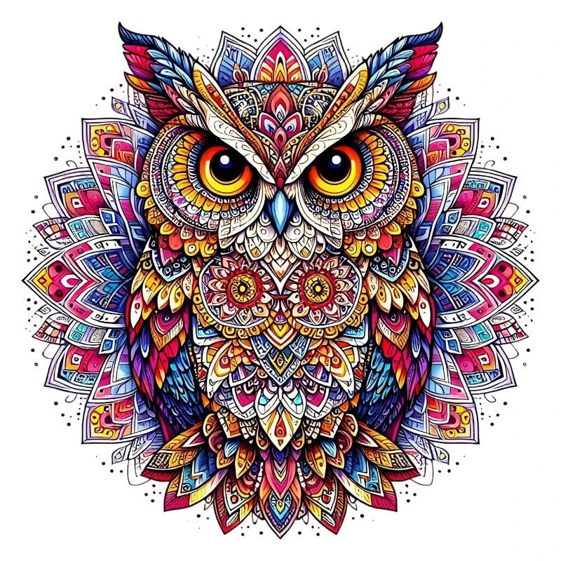 Hibou décoré de Mandalas