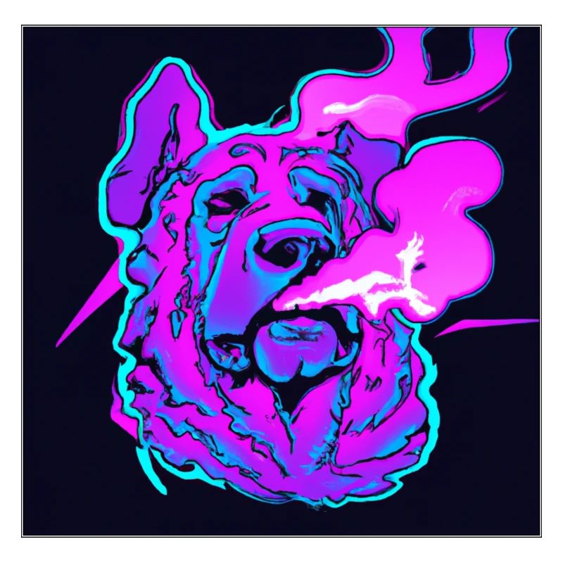 Trippy smoking dog.