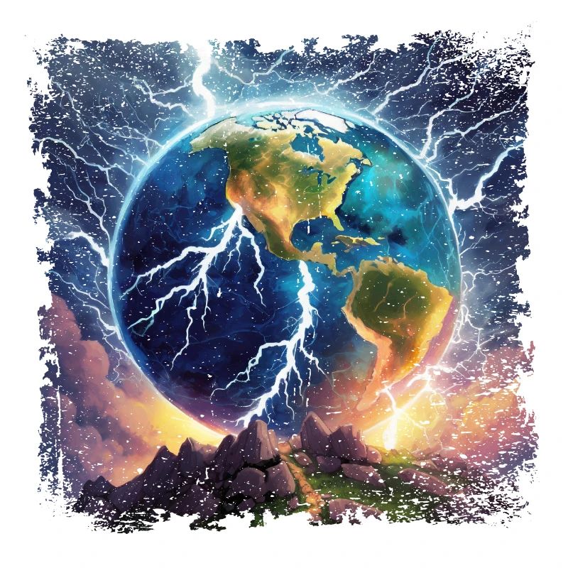 Globe strewn with lightning