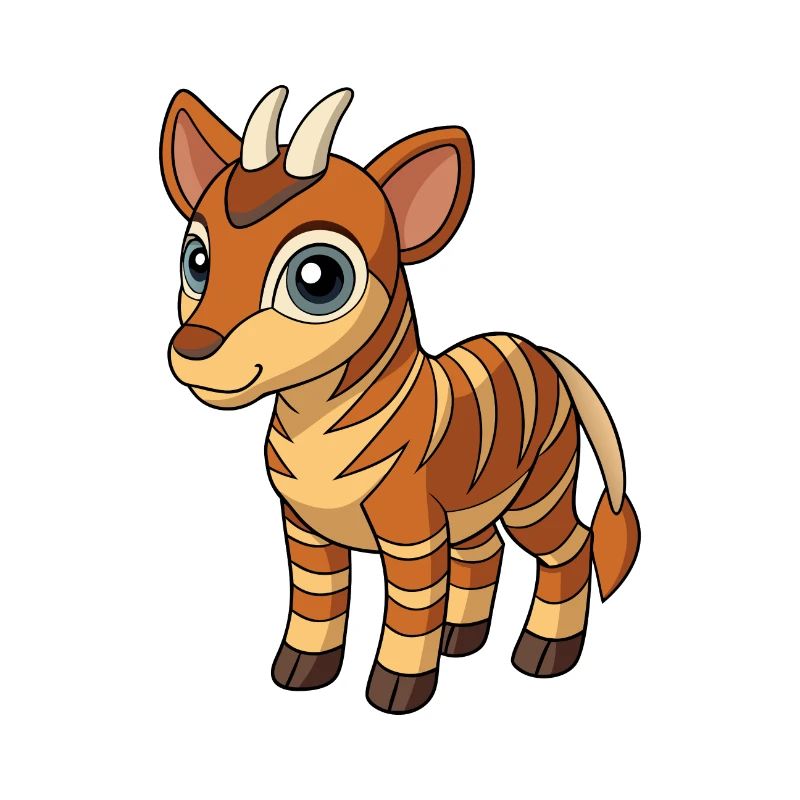 Okapi Cute Mascot Cartoon Character Kawaii