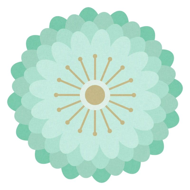 Vert menthe et fleur dorée