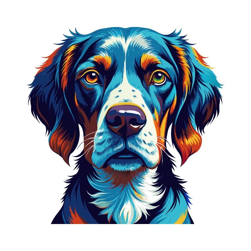Ariege Pointer Dog Breed Colorful Cartoon Kawaii