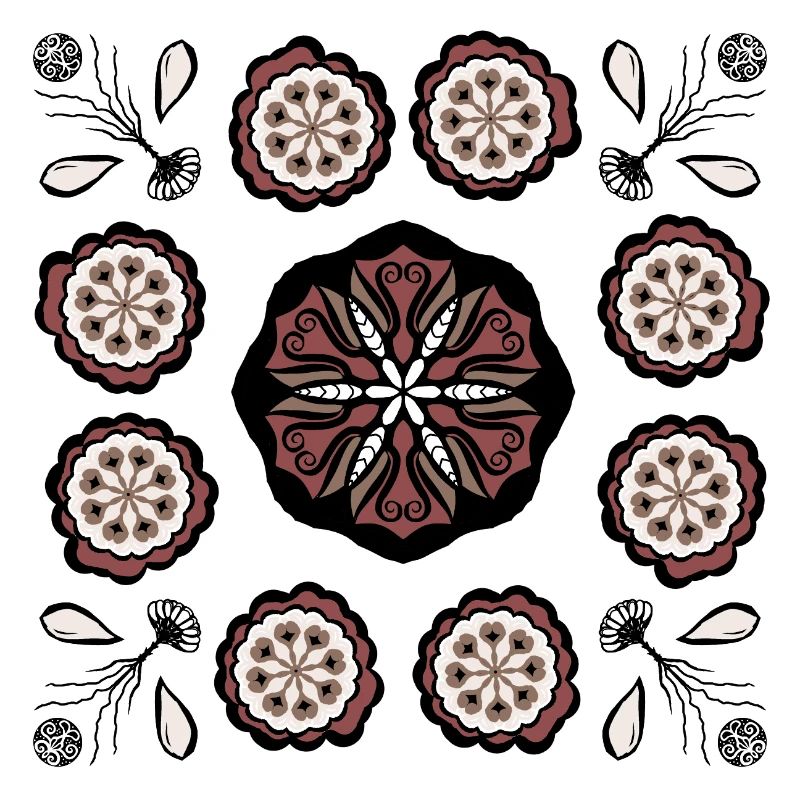 Dunkles Blütenmandala Muster