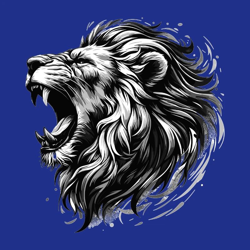 Lion Roars Strength Black and White Lion Head Gift