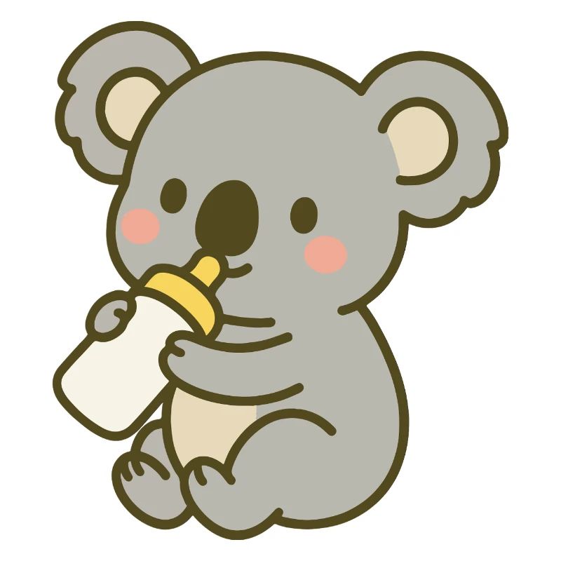 Cuddly koala with bottle