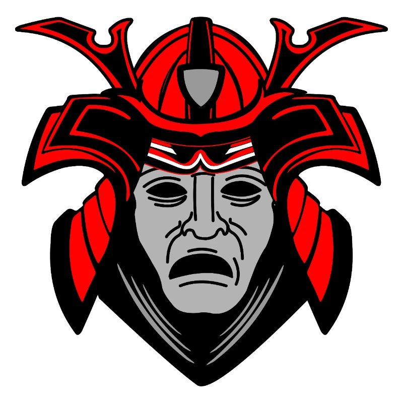 Düsteres Samurai-Gesicht mit Helm