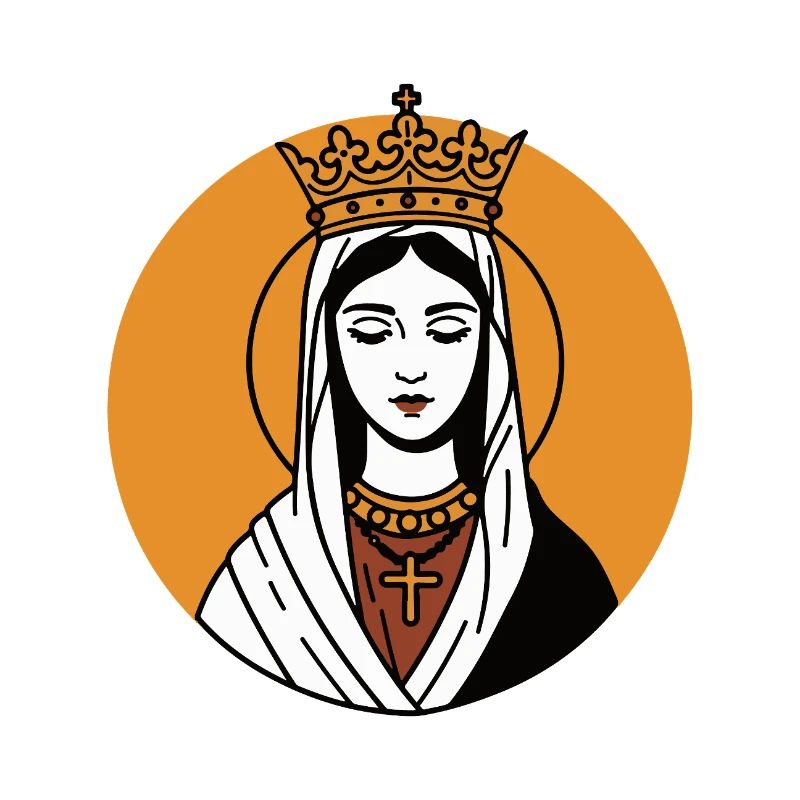Crowned Saint with Cross in Medieval Icon Style