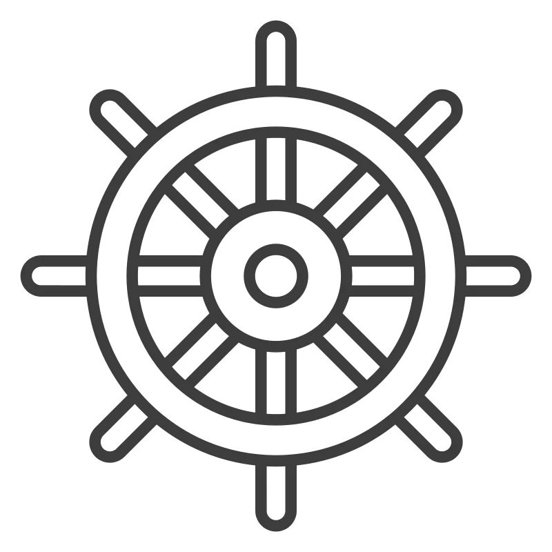 Ship Wheel Icon – Nautical Line Art Style