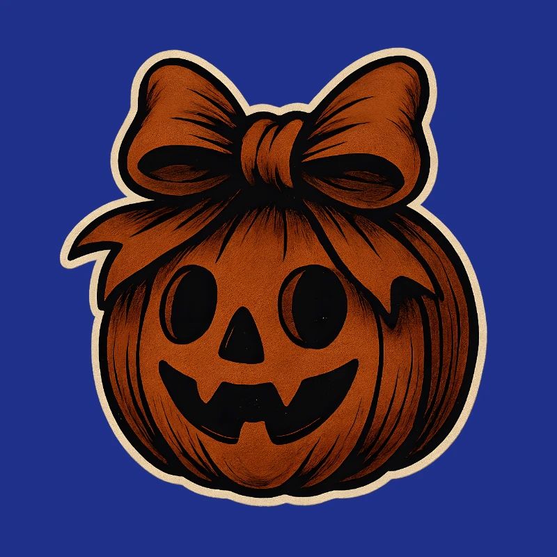 Spooky pumpkin with bow