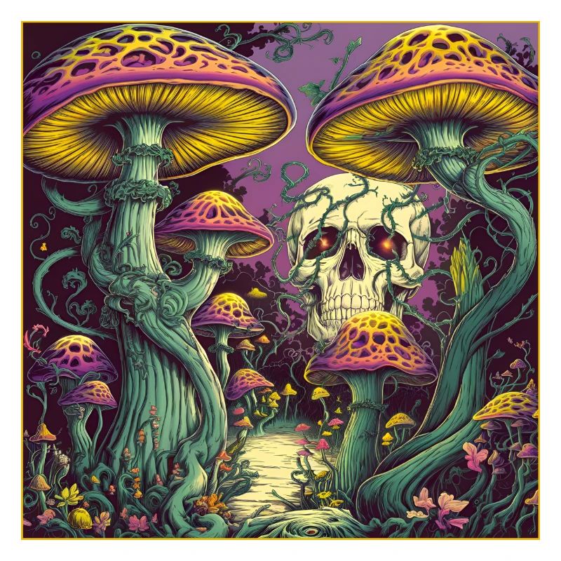 Conception de crâne de forêt de champignons