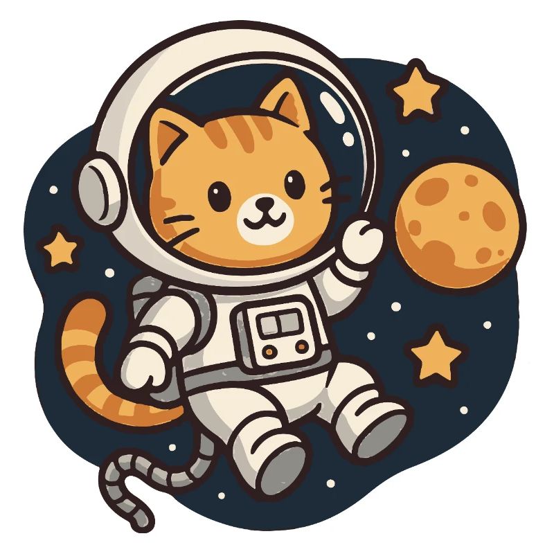 Chat astronaute dans l'espace